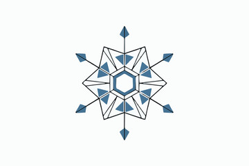 Geometric snowflake design in blue for New Year SVG concept  