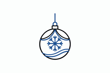 Christmas ornament with snowflake design in blue outline style - Concept of New Year SVG  