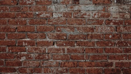 Brick wall texture with red bricks and mortar. Rustic background for design or construction.