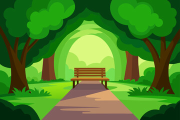 Park bench in green area