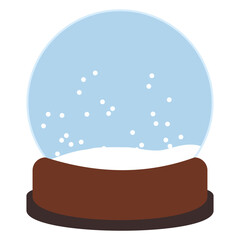Empty snow globe with a wooden base and falling snow inside. Perfect for Christmas compositions, DIY holiday designs, and winter decoration templates.