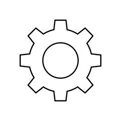 Settings gear icon designed in vector line style, isolated on a white background. Suitable for system preferences, configuration tools, app settings, and technical interface concepts.
