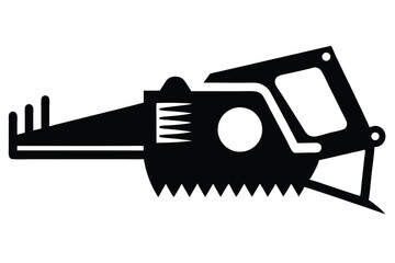 electric saw black and white silhouette on white background