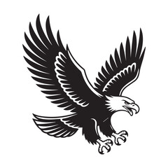 Obraz premium Eagle flying vector illustration with wings and feathers silhouette design icon