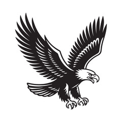 Fototapeta premium Eagle in flight black silhouette vector tattoo design