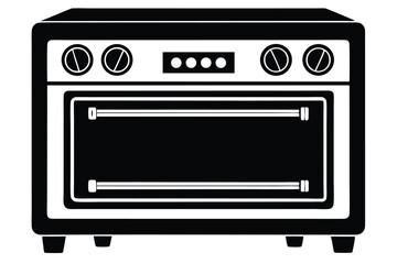 electric oven black and white silhouette on white background