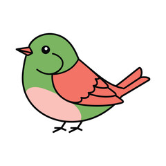 Colorful cartoon bird illustration with green and red plumage