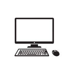 Desktop computer and monitor silhouette illustration