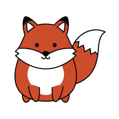 Cute cartoon fox illustration sitting on a white background