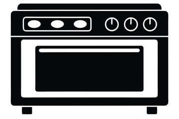 Obraz premium electric oven black and white silhouette on white background