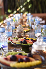 breakfast table setting with fruit