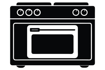 Obraz premium electric oven black and white silhouette on white background