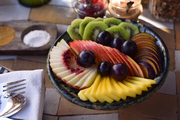 plate of tropical delicious fruits
