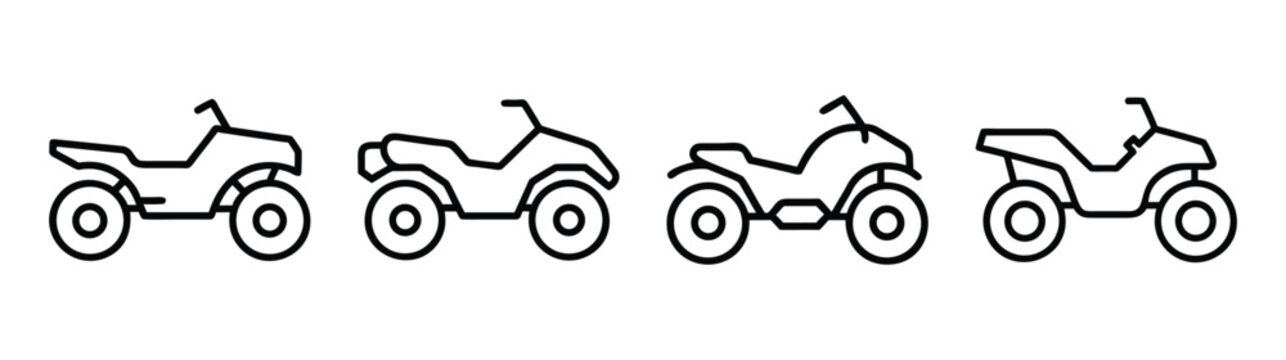 Collection of four outline all terrain vehicles quad bikes side view