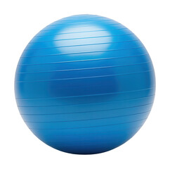 Obraz premium Isolated blue exercise ball, fitness equipment on white background, ribbed surface, healthy lifestyle, workout, aerobics, strength training object