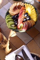 Naklejka premium plate of tropical delicious fruits