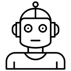Obraz premium Simple Robot Head Icon Outline android artificial intelligence