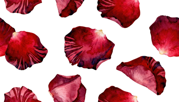 Watercolor Red Rose Petals Pattern - Elegant Floral Design