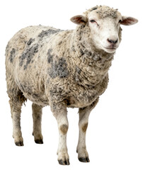 Obraz premium Full Body Shot of a Sheep Isolated on White Background