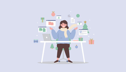 Festive digital worker manages online tasks and shopping with Christmas cheer