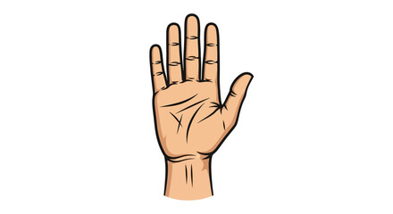 Obraz premium Raised open hand gesture in cartoon style on white background