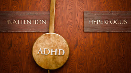 Adhd swings between inattention and hyperfocus. Visualizing a repeated pattern of Adhd that cycles between extremities: inattention and hyperfocus. ,3d illustration