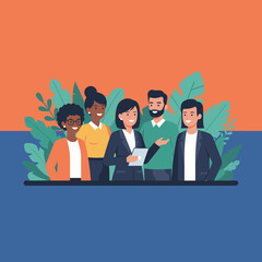 Diverse business team discussing strategy with tablet Collaboration and professionalism