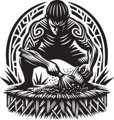 Obraz premium Intricate Black and White Illustration Depicting a Person Engage