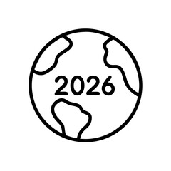 Obraz premium Stylized Earth globe illustration with the year 2026 in the center