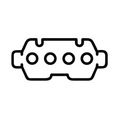 Schematic diagram of a four pin electrical connector on a white background