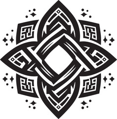 Naklejka premium Intricate Celtic Knot Design: A Symmetric Black and White Orname