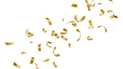 Golden Confetti Falling on White Background - Party Celebration