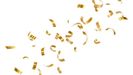 Golden Confetti Falling on White Background - Party Celebration