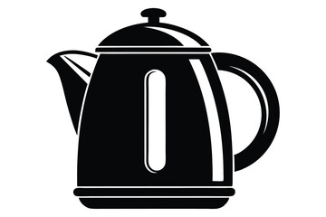 electric kettle black and white silhouette on white background