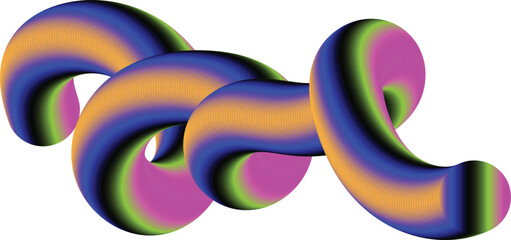 Vibrant abstract swirling 3d ribbon with rainbow gradient colors and smooth flowing curves on white background