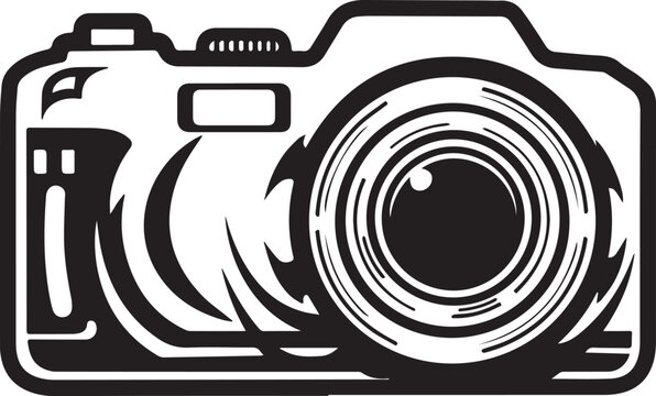 Monochrome stylistic digital camera illustration with abstract l