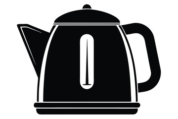 electric kettle black and white silhouette on white background