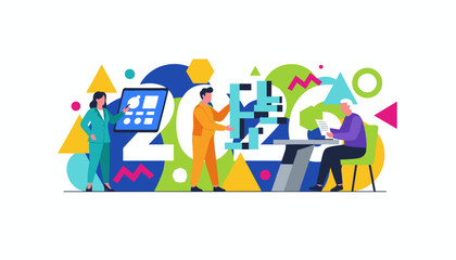 Business planning collaboration and data strategy for the future Modern flat vector illustration