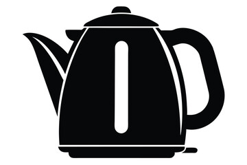 Obraz premium electric kettle black and white silhouette on white background