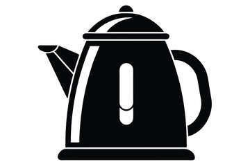 Fototapeta premium electric kettle black and white silhouette on white background