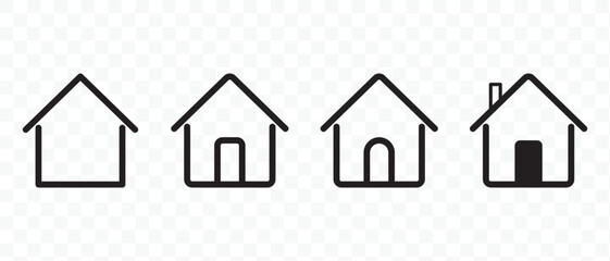 Vector set of 4 home icons in outline style.