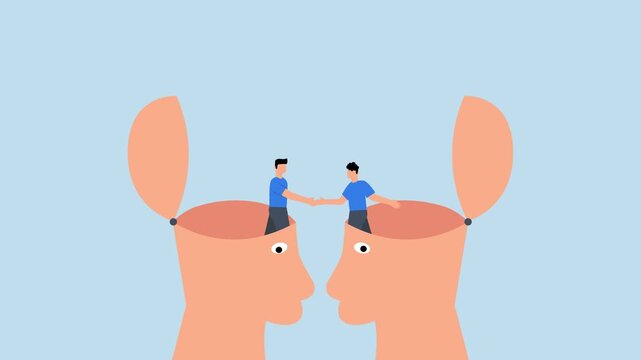 Negotiation skill for leadership, businessman shaking hand from heads for agreement