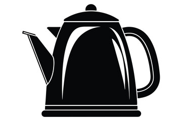 Fototapeta premium electric kettle black and white silhouette on white background