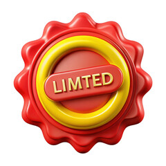3d red and yellow limited edition seal isolated on transparent background