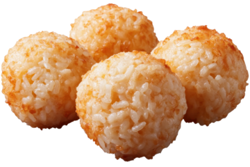 Delicious realistic arancini rice balls with cheese served as a popular snack for gatherings or casual meals