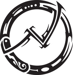 Abstract tribal circle icon with sharp decorative edges for crea