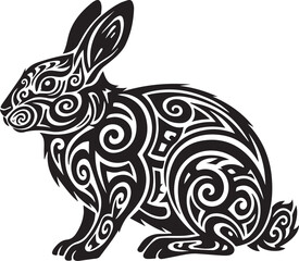 Rabbit symbol in tribal art style, unique design vector illustra