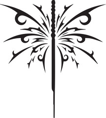 Stylized Tribal Motif with Symmetrical Ornamentation and Central