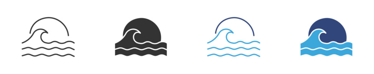 ocean beach wave icon set, vector illustration .