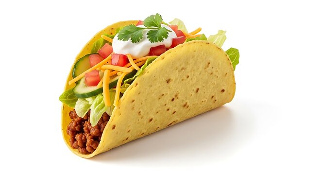 Delicious Taco with Fresh Toppings and Sour Cream - Powered by Adobe